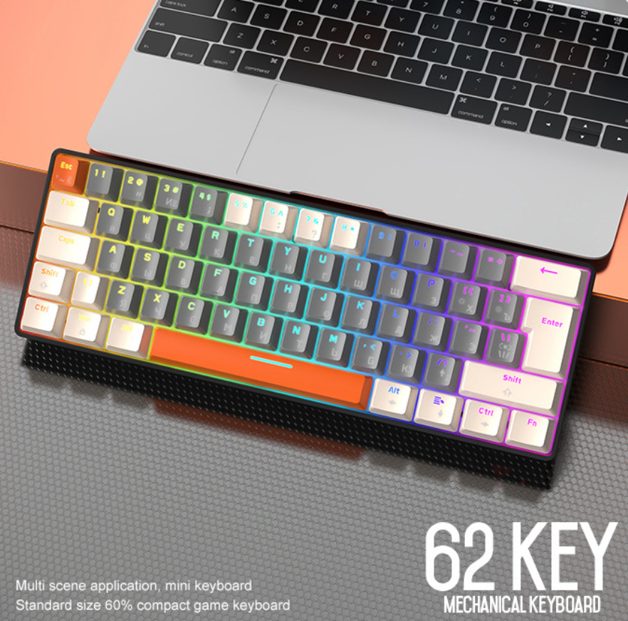 Игровая механическая клавиатура Wolf T60 с RGB-подсветкой проводная для компьютера ноутбука