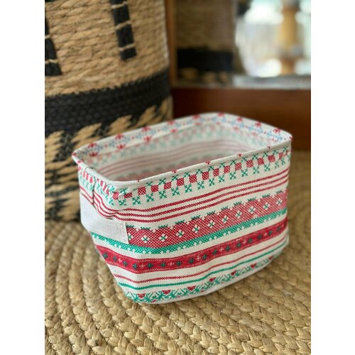 Корзина под хранения из плотной ткани водоотталкивающая народные мотивы Sea Home