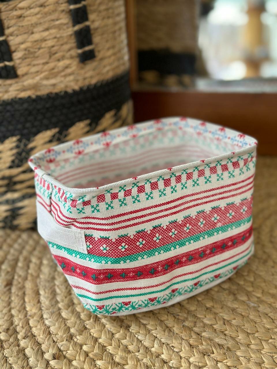 фото Корзина под хранения из плотной ткани водоотталкивающая народные мотивы Sea Home