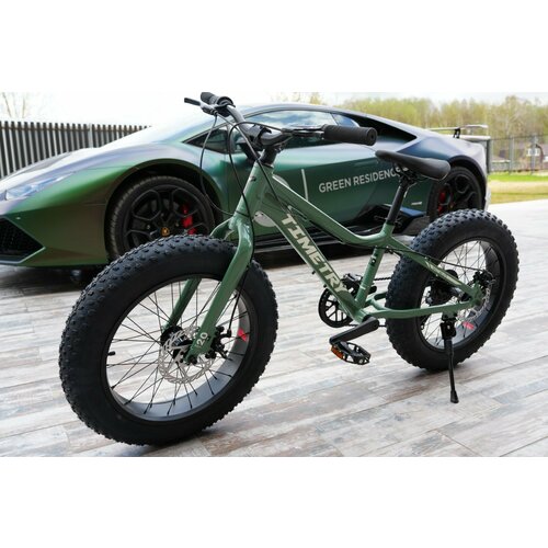 Велосипед фэтбайк Fatbike Time Try TT215/7s 20 Алюминиевая рама 12, зеленый велосипед фэтбайк fatbike time try tt089 9s 26 алюминиевая рама 17 спортивный вездеход унисекс синий