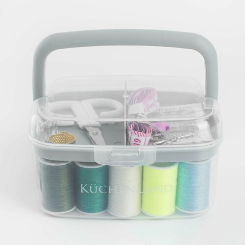 Набор для шитья и рукоделия 13х10 см 40 пр в органайзере пластикметалл серый Thread 699₽