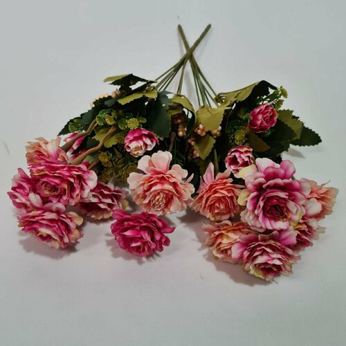 Искусственные цветы. Пионовидные розы. Цвет розово-белый. Набор 2 букета.