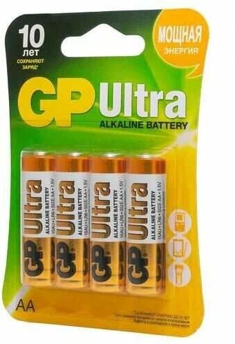 Батарейка AA щелочная GP Ultra Alkaline LR6 в блистере 4шт