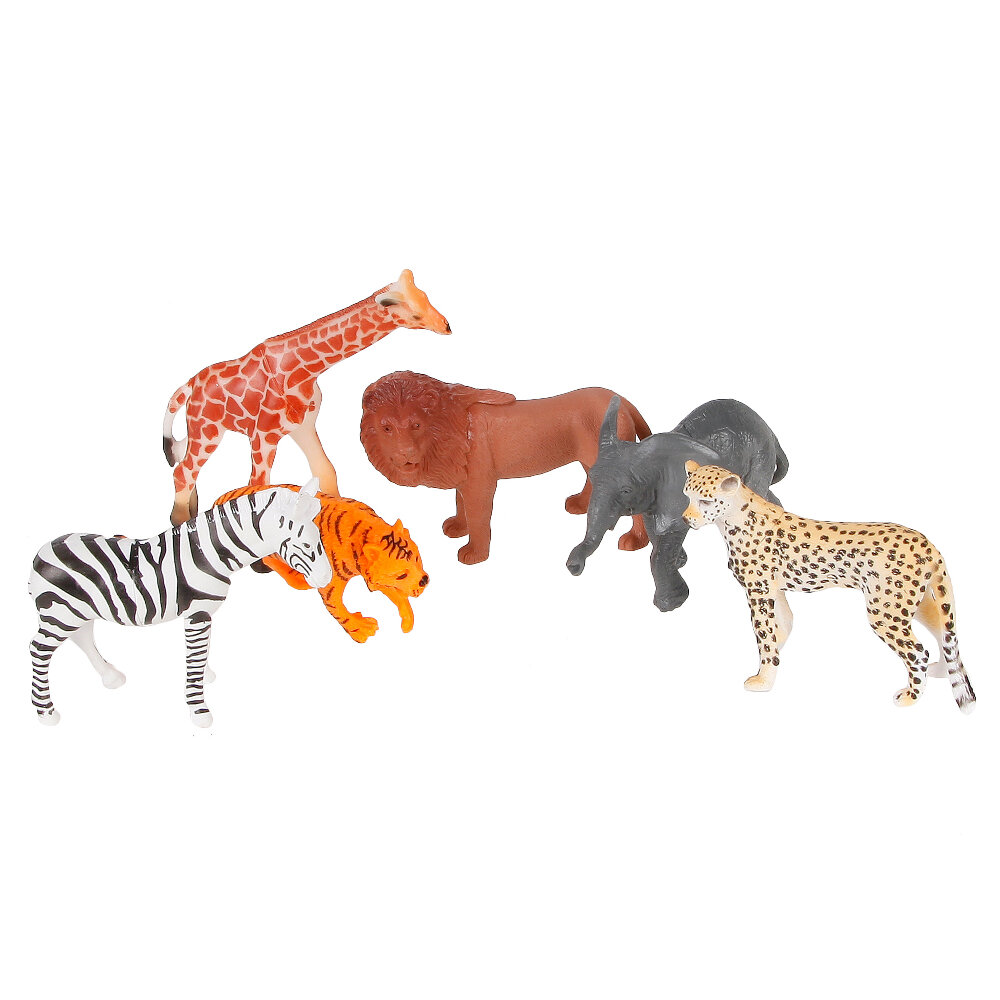 Фигурки животных Дикие животные 6 шт, размер 8 см