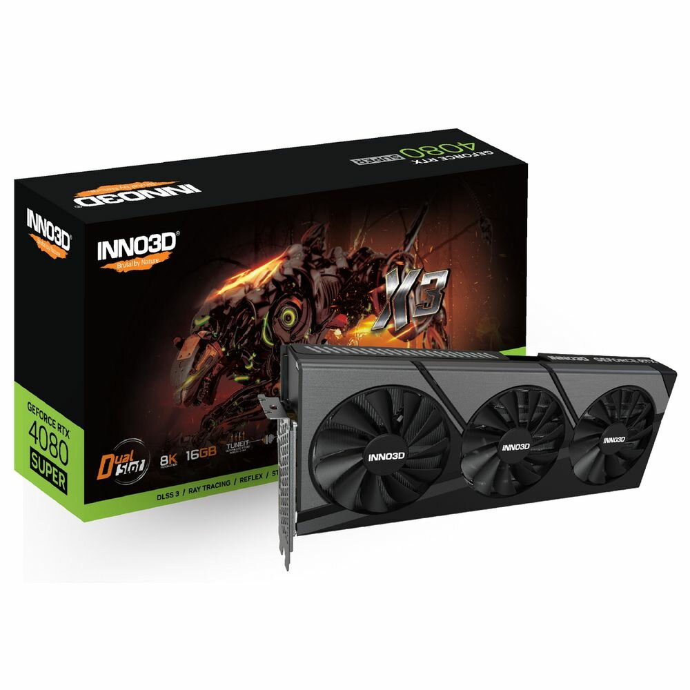 фото Видеокарта INNO3D RTX 4080 Super X3//RTX4080 Super, HDMI, DP*3, 16G, D6X (N408S3-166X-18703552)