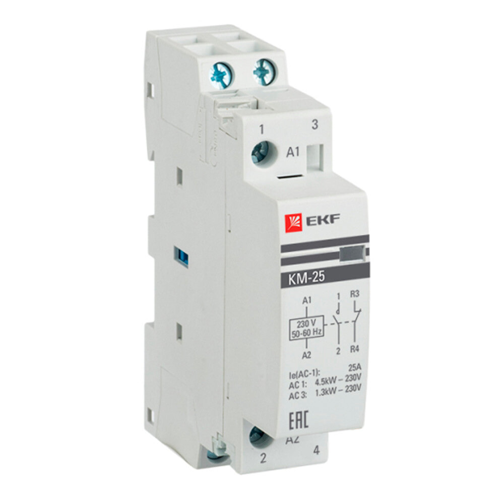Контактор модульный EKF PROxima КМ 230-240 В 25 А тип AC 1НО+1НЗ (km-1-25-11)