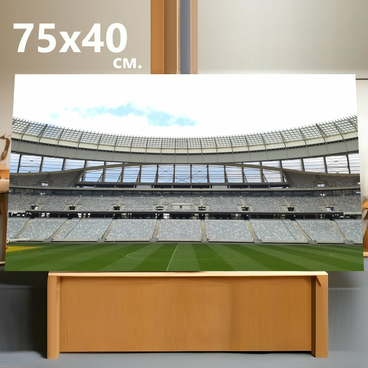 Картина на холсте "Стадион, поле, футбольное поле" на подрамнике 75х40 см. для интерьера
