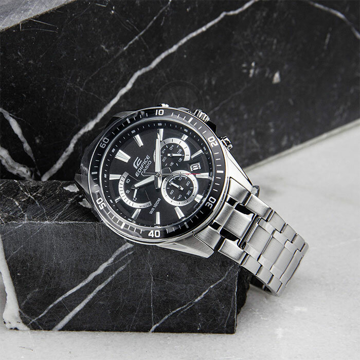 Наручные часы CASIO Edifice, серебряный, черный — фото 1