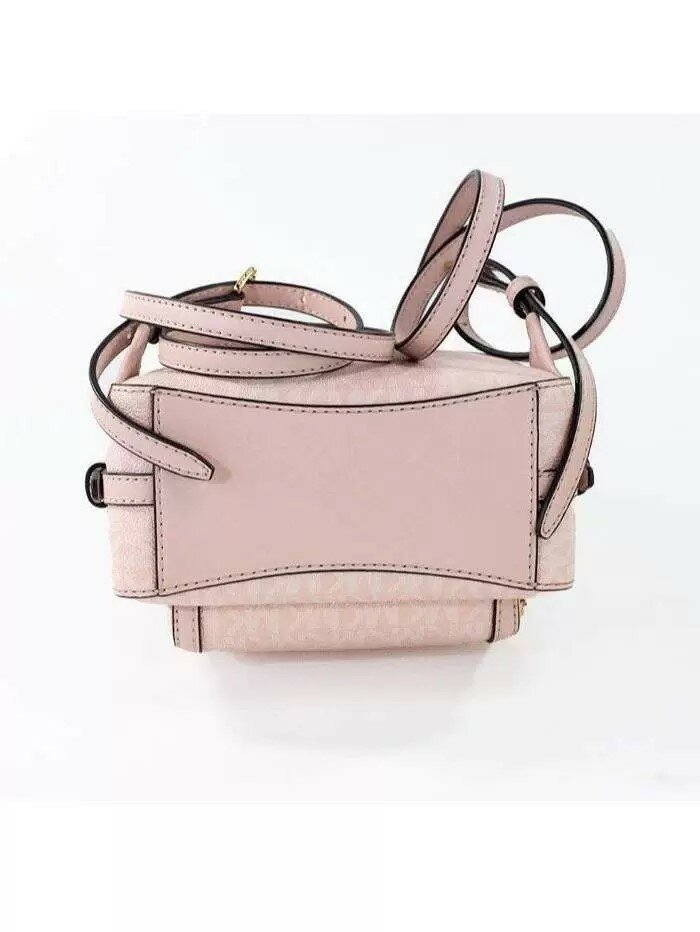 Рюкзак женский розовый с золотой фурнитурой из оригинального материала "Canvas" Michael Kors Jaycee Small Logo Backpack Pink Gold 35S3G8TB0V