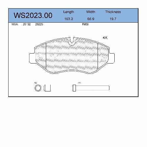 Колодки тормозные дисковые перед WS202300 jeenice 1шт
