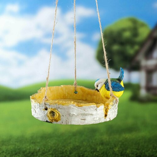 Подвесной декор Кормушка с птичкой 17х17х8см 1476₽