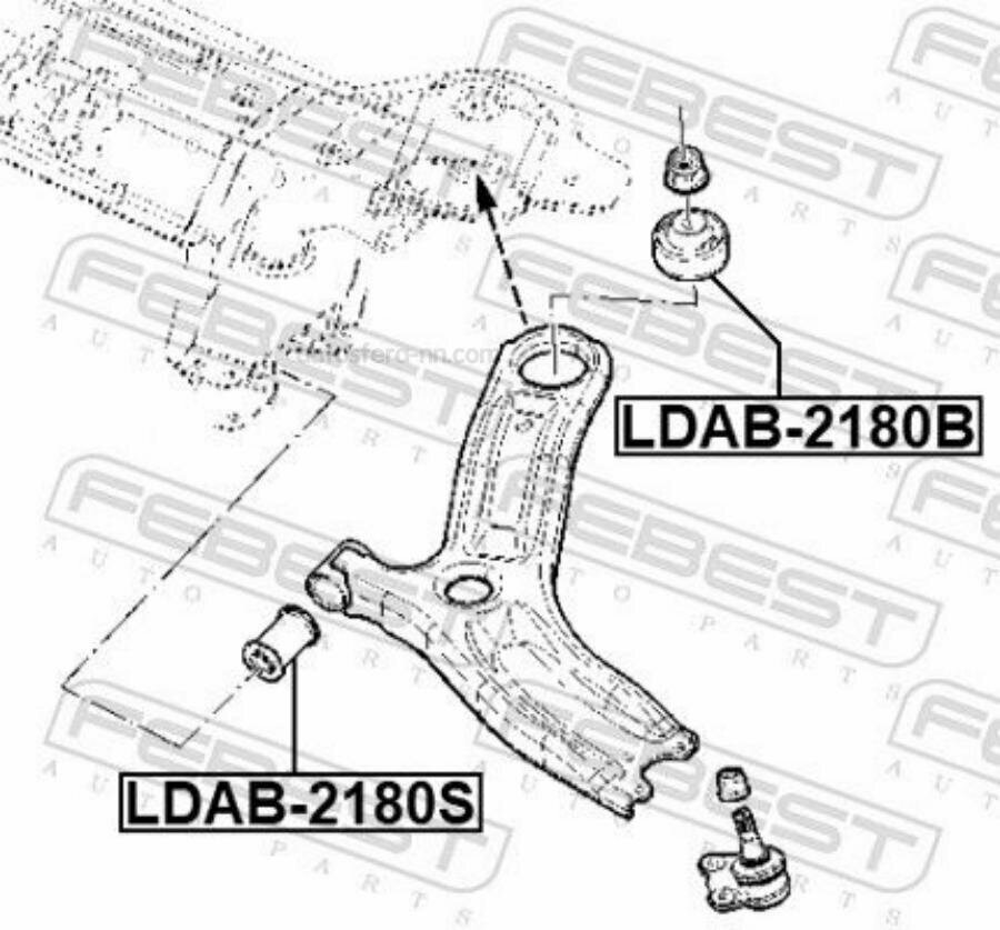 FEBEST LDAB2180S сайлентблок передний нижнего переднего рычага LDAB-2180S