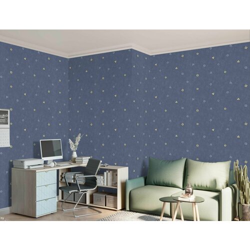Обои виниловые светящиеся фон 166 горячего тиснения на флизелине 1,06*10м в детскую в подростковую комнату для мальчика метровые антивандальные синие