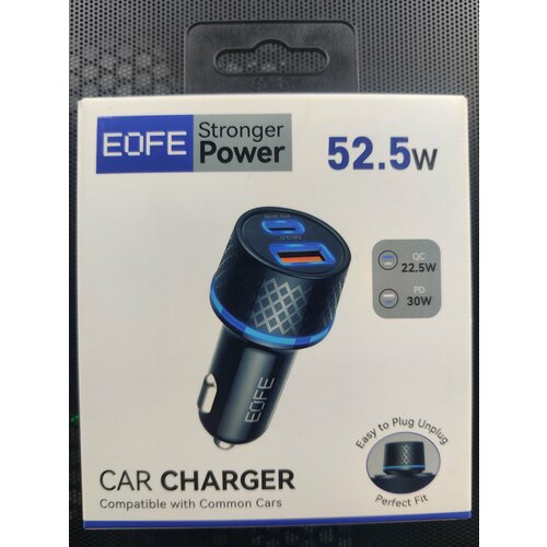 Автомобильное зарядное устройство EOFE 2 порта USB(A+C) max 52,5W, PD30W, QC22.3W черное