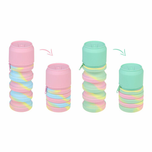 FLOMIK Пенал-подставка 12,5…20х6,5х6,5см, регулир. по высоте,1отд, в форме банки газировки, силикон,2цв, 2 штуки