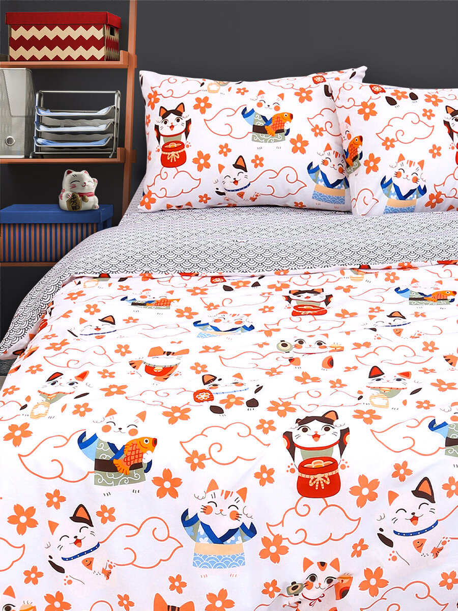 Постельное белье Uniqcute 1,5-спальное, Поплин, наволочки 50х70 см, Энгекко