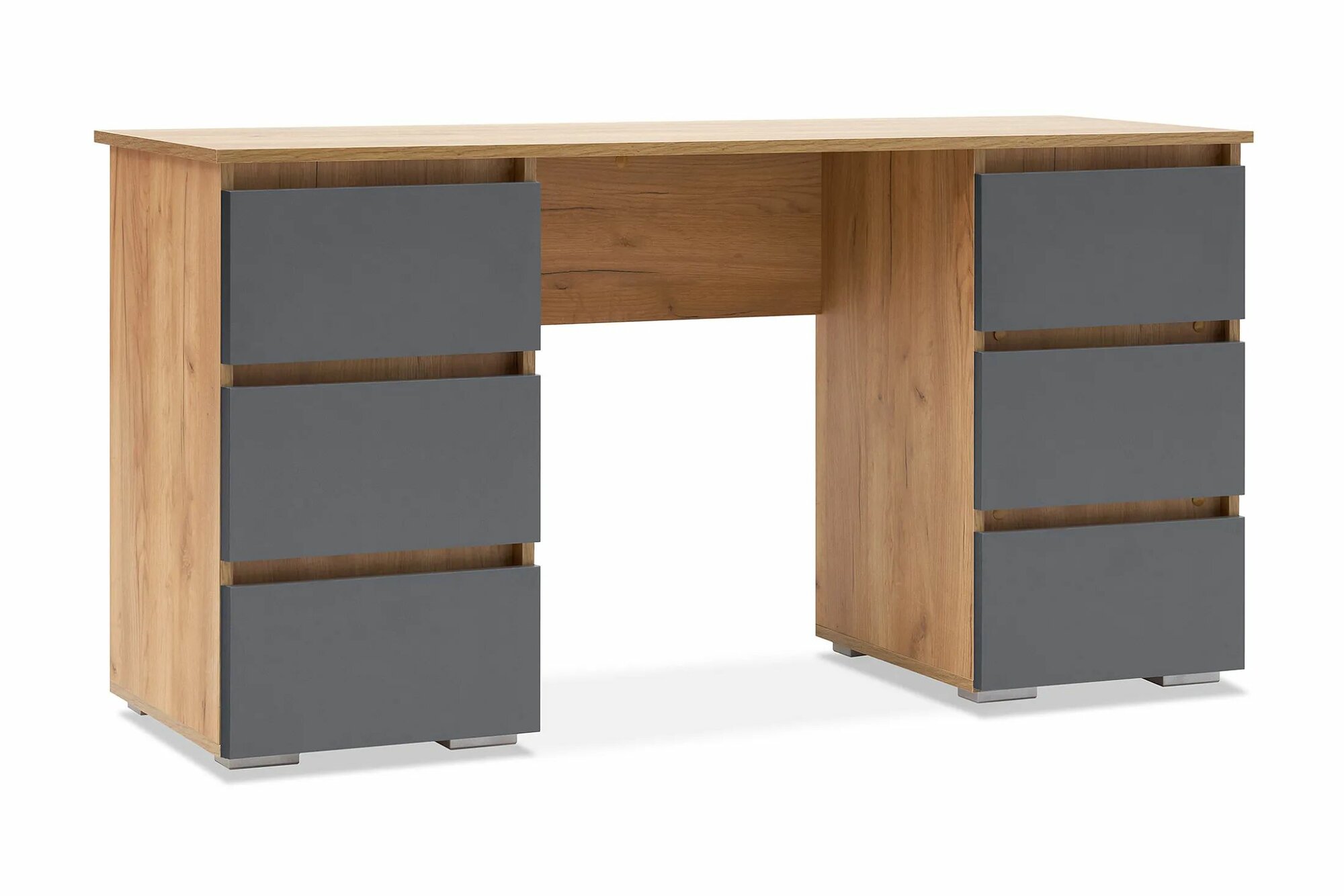 Письменный стол с 6-ю ящиками Ираида дуб крафт золото / серый графит