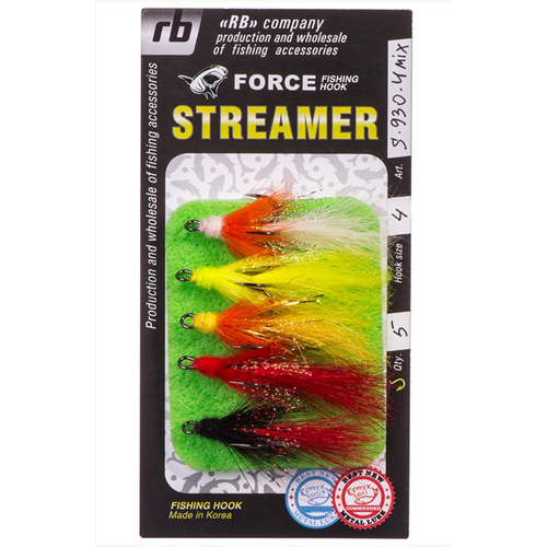 Набор стримеров RB (Русская Блесна) на тройнике S930-4-MIX2 (5 шт.)