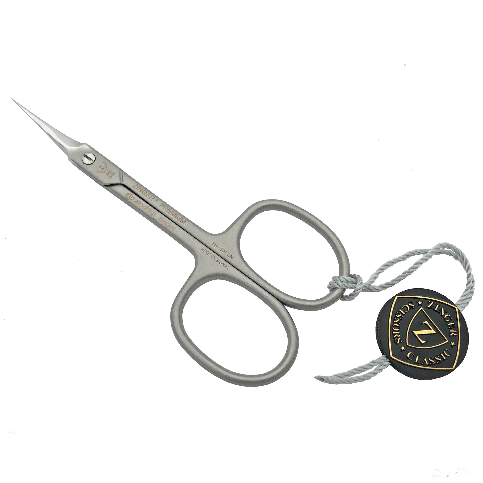 Ножницы маникюрные для кутикулы Zinger SG-042 Premium Salon изогнутые, профессиональные, нержавеющая сталь, ручная заточка