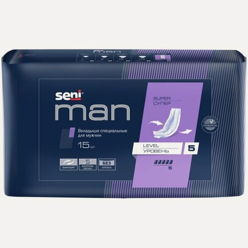 Изображение товара Вкладыши урологические для мужчин Seni Man Super Level 5 (супер уровень), 15 шт
