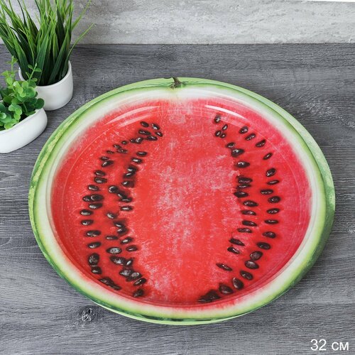 Блюдо поднос 32 см металлическое Арбуз