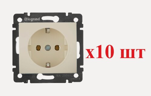 Изображение товара Розетка 1-м СП Valena 16А IP20 с заземл. на винтах механизм сл. кость Leg 774320 10 шт.