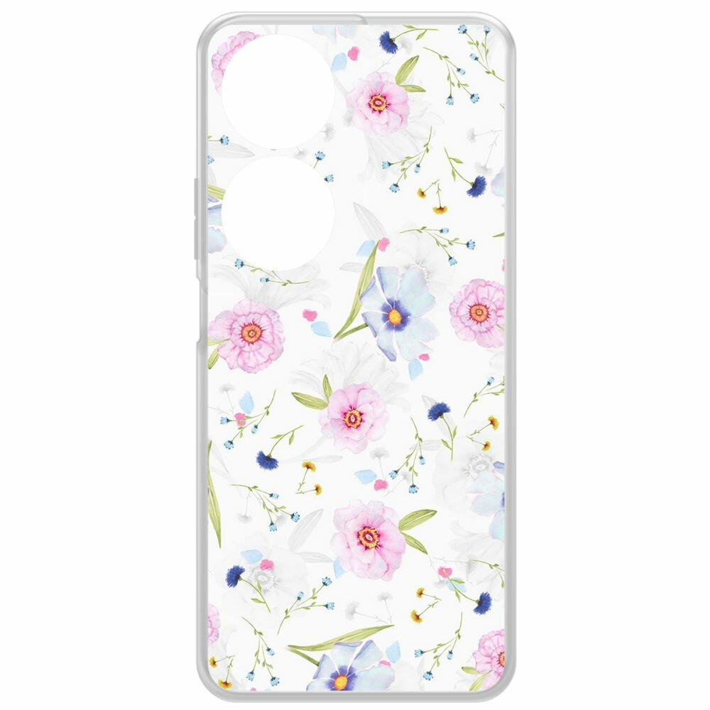 Чехол-накладка Krutoff Clear Case Цветочный паттерн 3 для Honor X7b