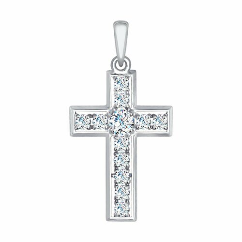 фото Крестик diamant online, красное золото, 585 проба, фианит, прозрачный