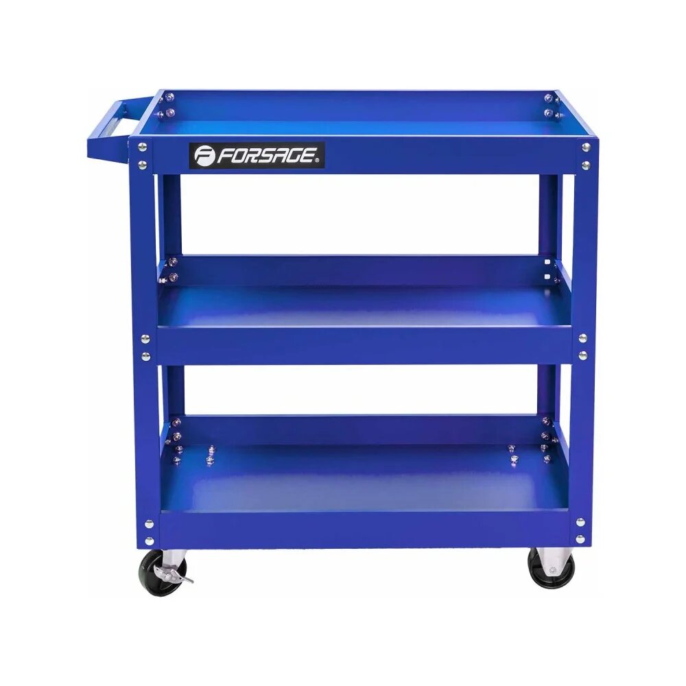 Тележка инструментальная 3-х полочная с навесным лотком и держателем отверток(350х770х820мм, размеры полок-60х350х700мм) Forsage F-1141343A