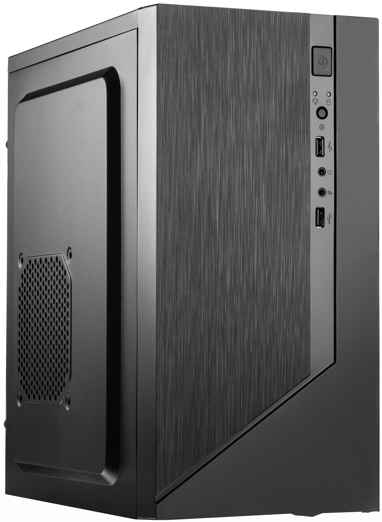 Foxline Корпус с блоком питания 450Вт./ Case Forza mATX, 450W, 2xUSB2.0, Black, w/o FAN, 12 cm fan PSU, power cord