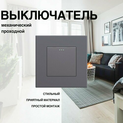 Механический выключатель, проходной, рамка ABS, 1 пост (1кл.)