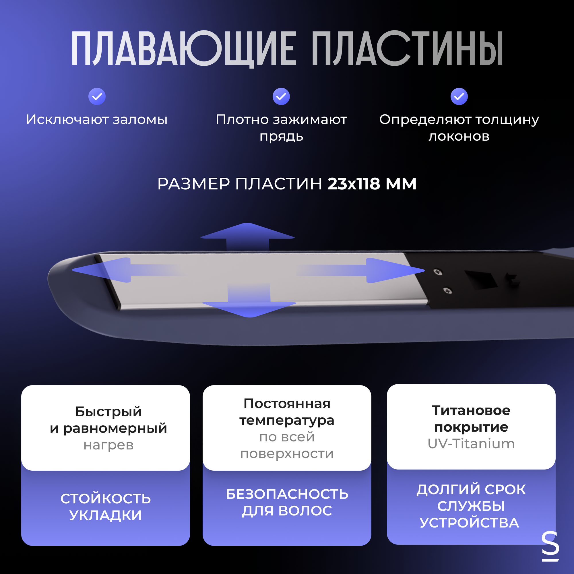 Выпрямитель для волос Stoewer Штоер Hair Bliss Narrow / утюжок для укладки волос / титановое покрытие пластин — фото 1