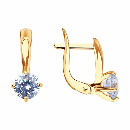 фото Серьги diamant online, красное золото, 585 проба, фианит, , голубой