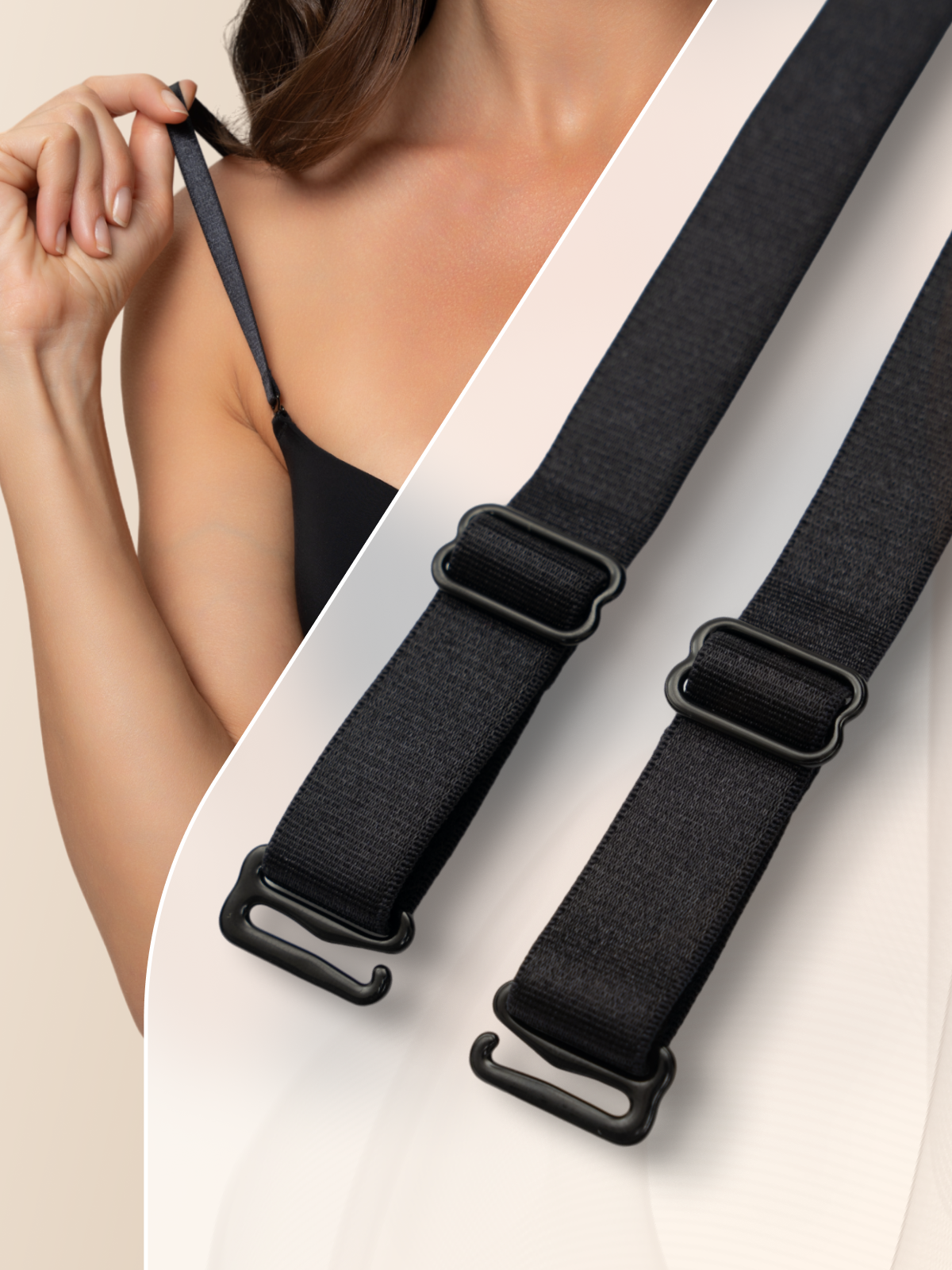 Лямки для бюстгальтера, бретели черные широкие — фото 1