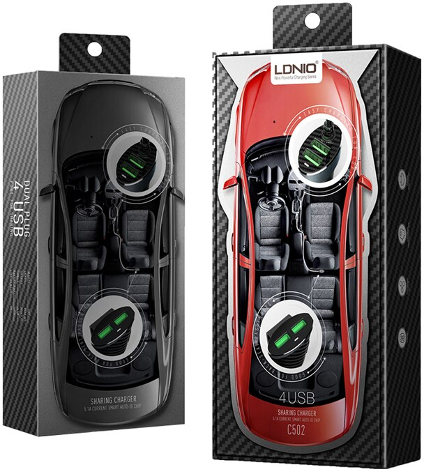 Автомобильное зарядное устройство LDNIO LD_B4421 C502 2+2 USB Black - фото №10