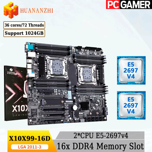 Комплект двухпроцессорная материнская плата Huananzhi X10X99-16D + 2xCPU xeon E5-2697V4