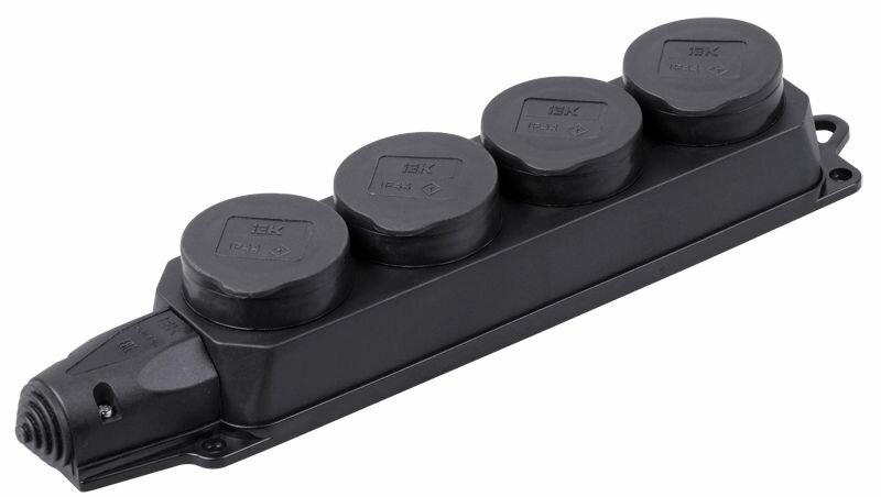 Розетка (колодка) 4-местная РБ34-1-0м с защитными крышками IP44 омега каучук IEK