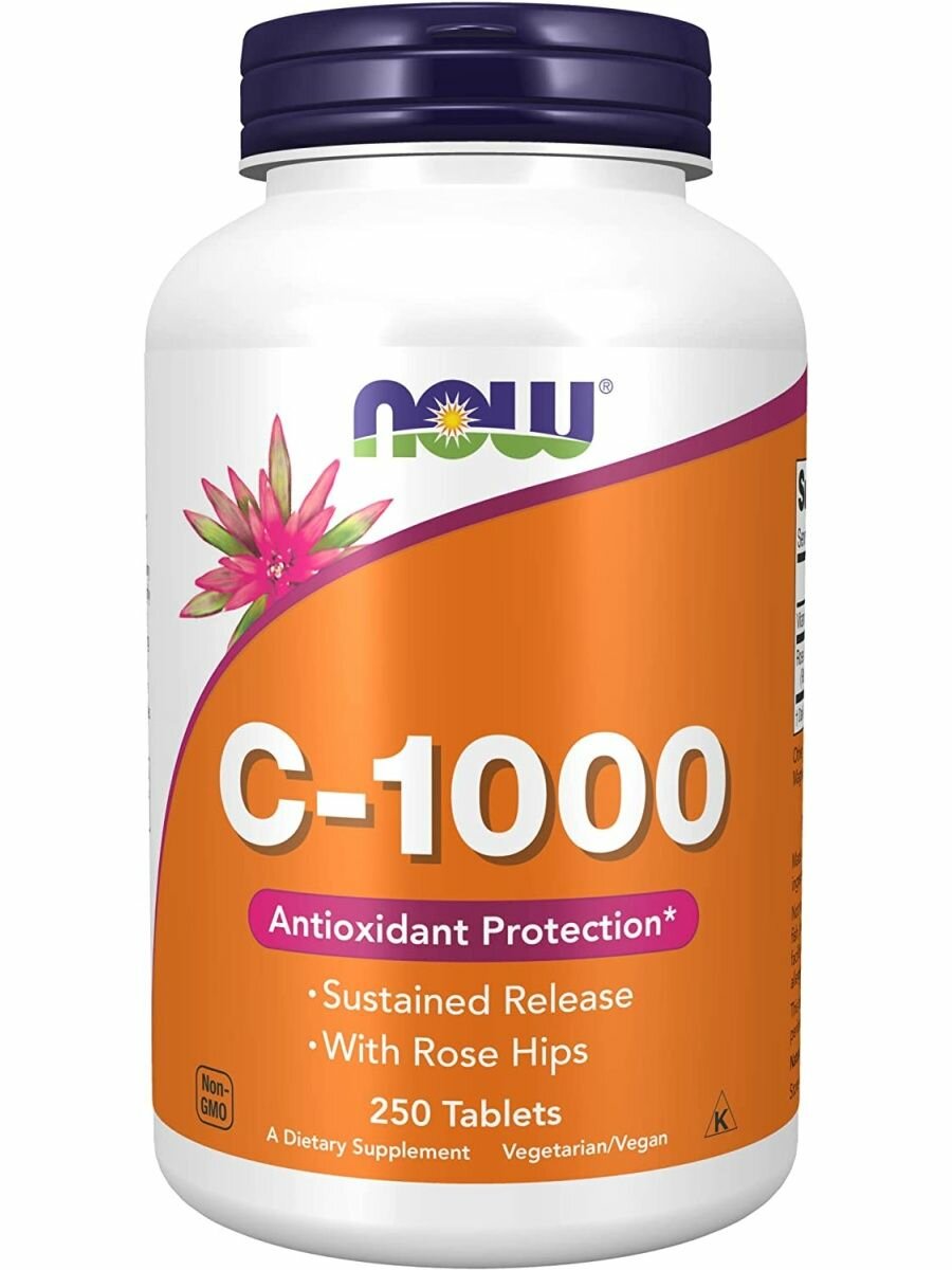 Витамин C с шиповником NOW C 1000RH No Tr, 250 Таблеток