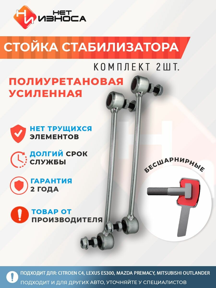 Стойки стабилизатора полиуретановые усиленные NL064-2 (комплект 2 шт) Citroen C4, Lexus ES300, Mazda Premacy, Mitsubishi Outlander, Peugeot 4008, Toyota Highlander, Mitsubishi Eclipse Cross