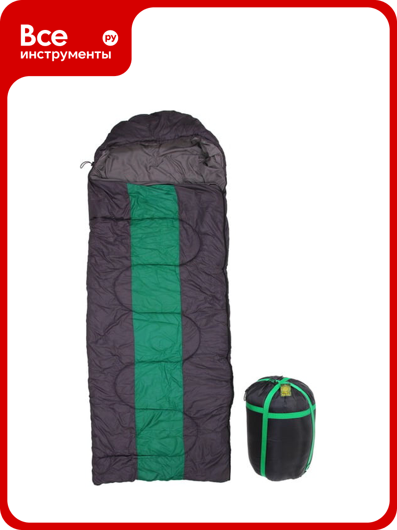 Спальник одеяло с капюшоном Турист мастер 220х85 см  2000 гр  серо зеленый   0С 804 263