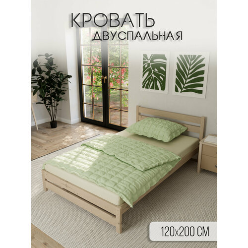 фото Кровать 120х200 деревянная из массива берёзы, полутороспальная, каркас кровати без матраса, натуральный цвет