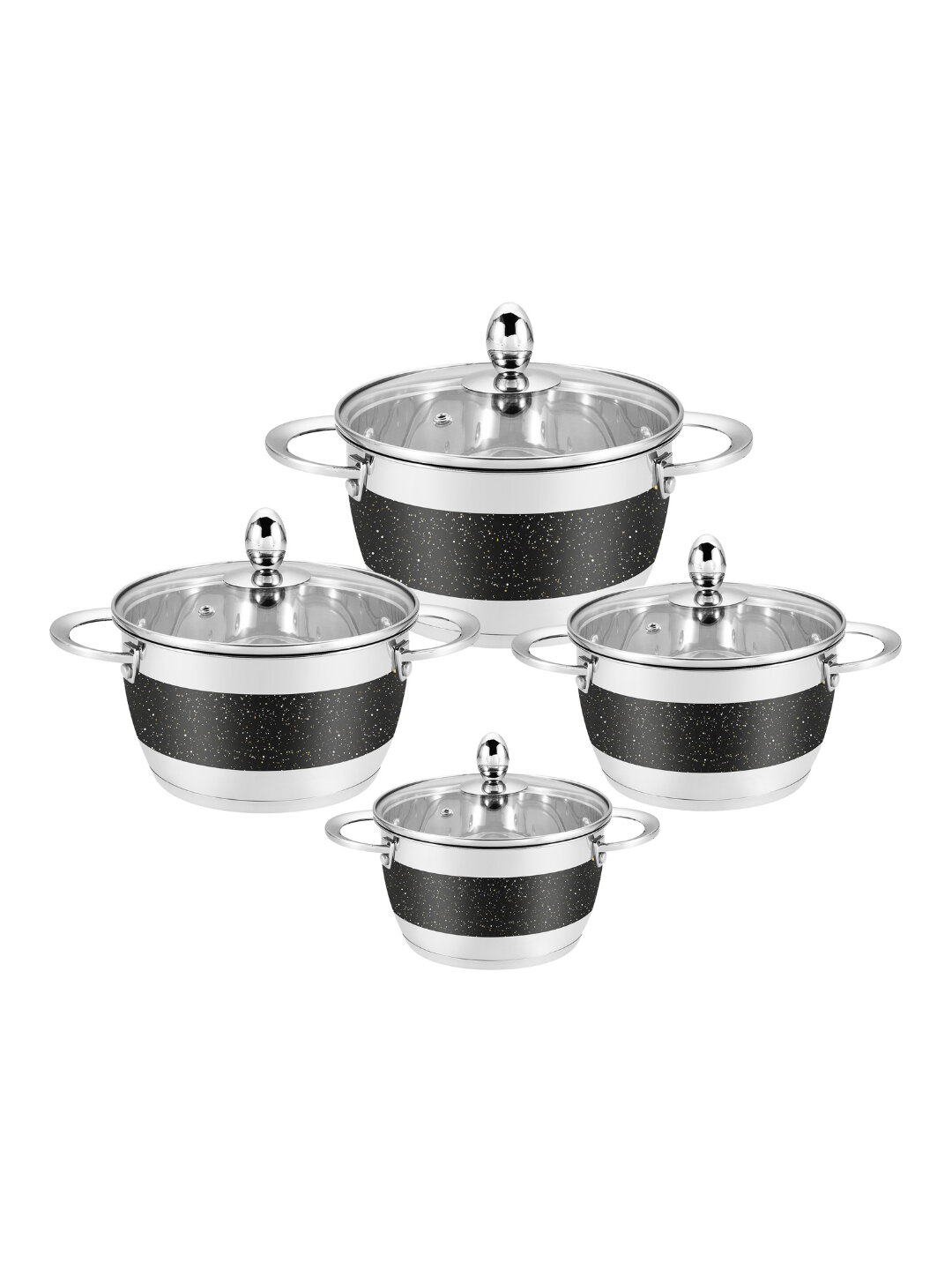 Haus Roland Premium набор кастрюль из нержавеющей стали, 8 предметов, индукция - Черный