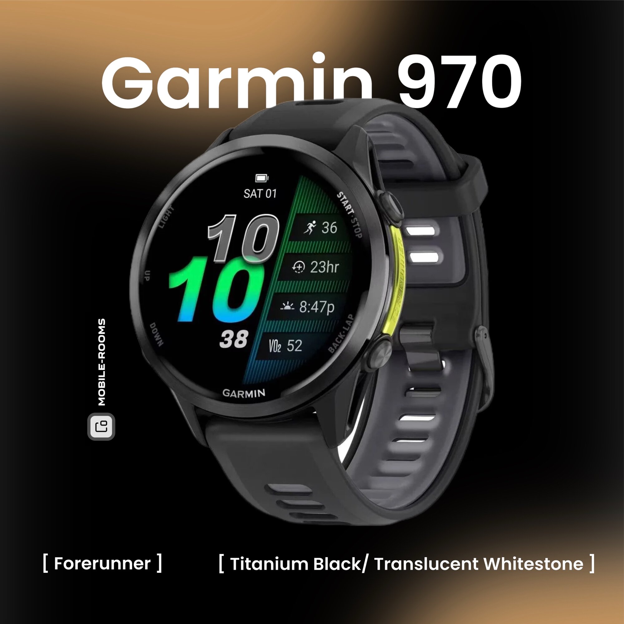 Смарт-часы Garmin Forerunner 970 Carbon Grey DLC Titanium Black / Translucent Whitestone