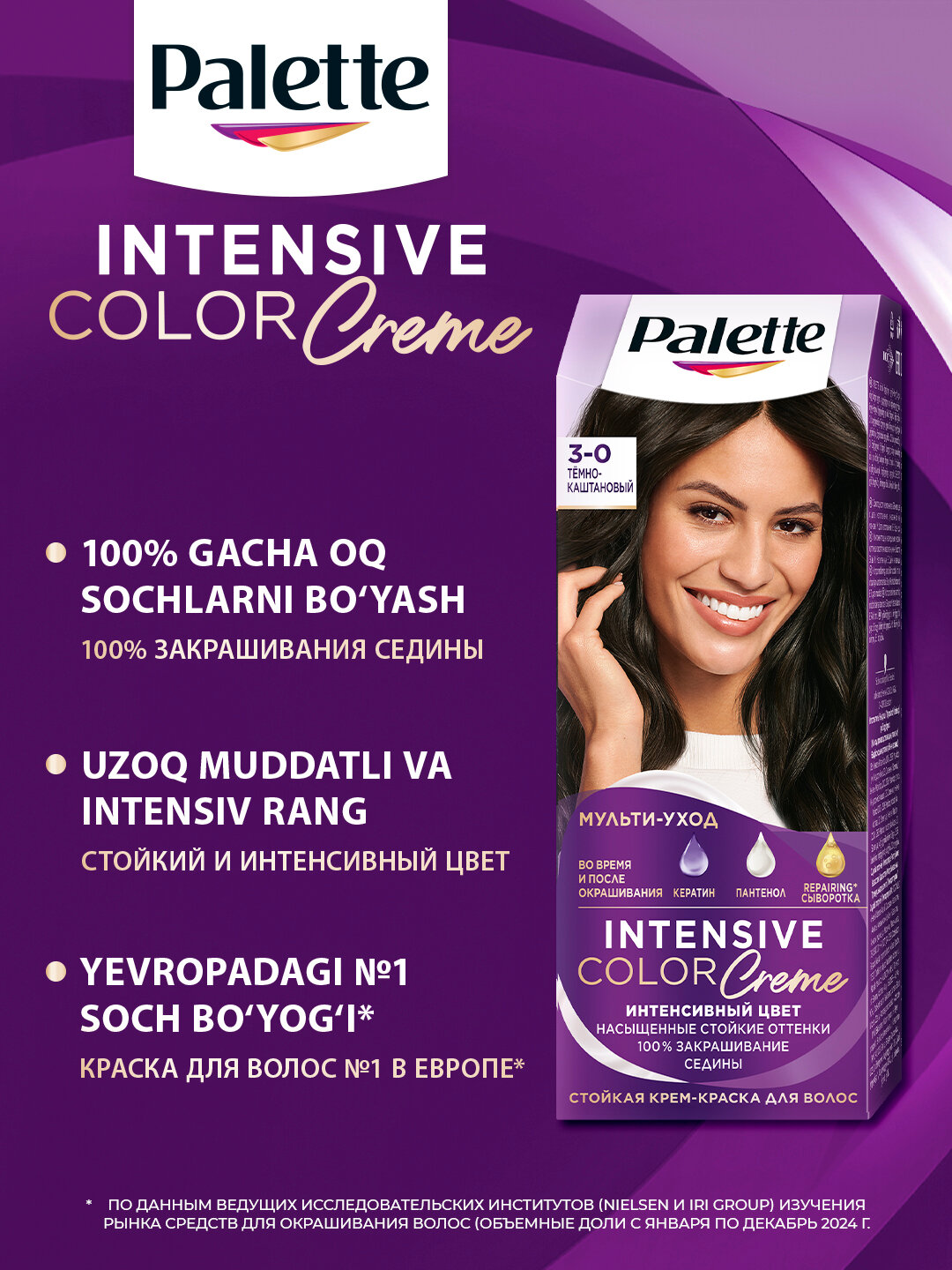 Крем краска для волос Palette ICC N2 (3-0) Темн-Каштан