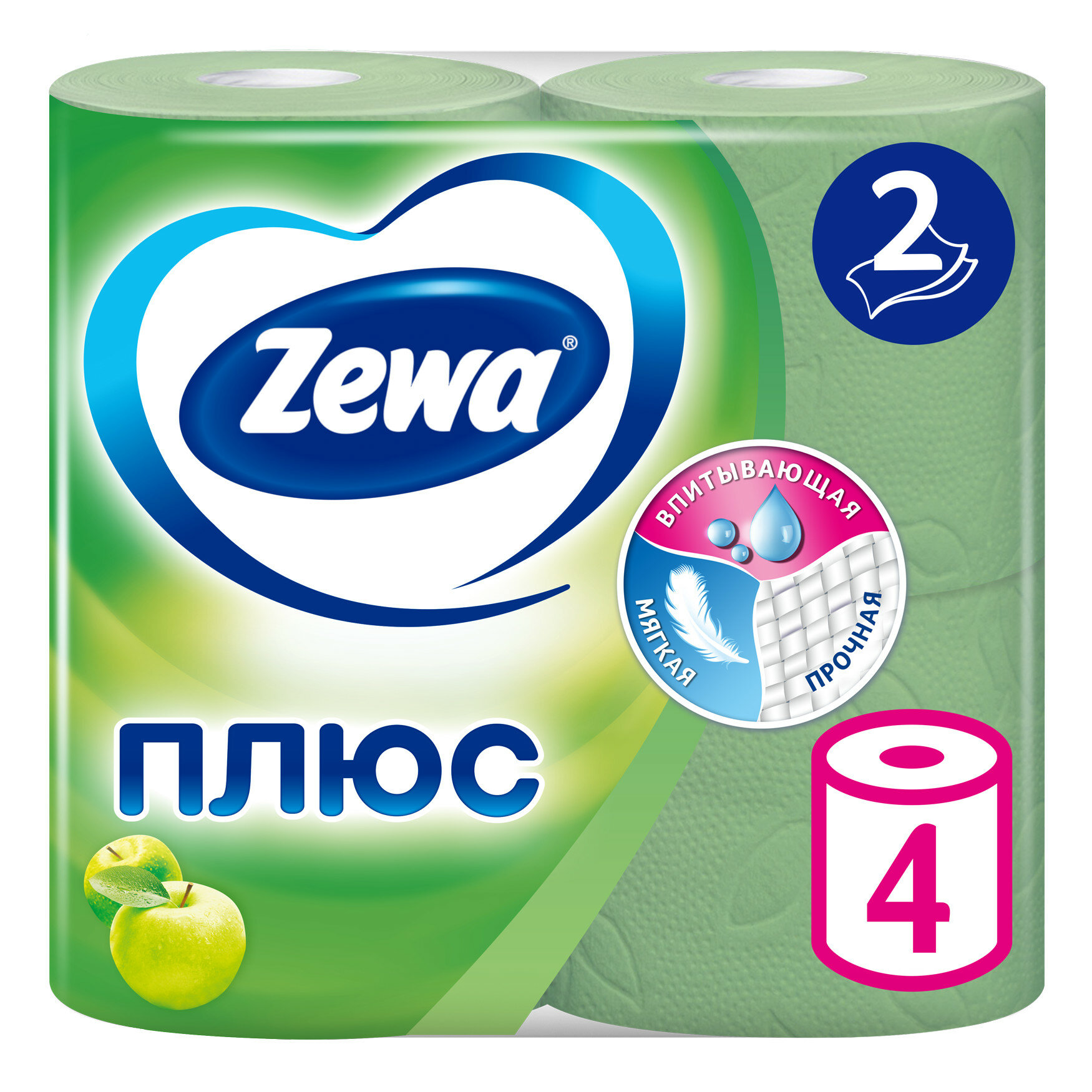 Туалетная бумага Zewa Плюс Яблоко 4 рул.