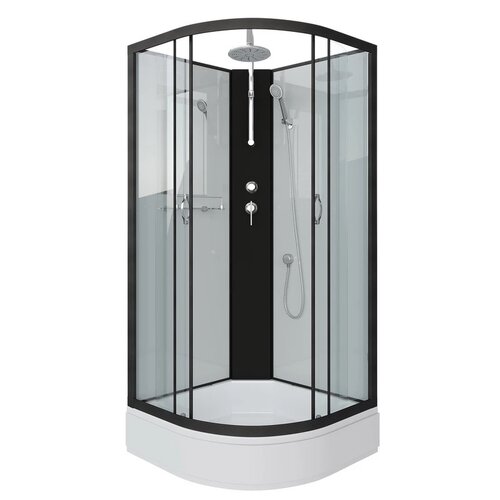 Niagara NG-6703-14BKT, прозрачное стекло, средний поддон, 80х80 см, черный/белый