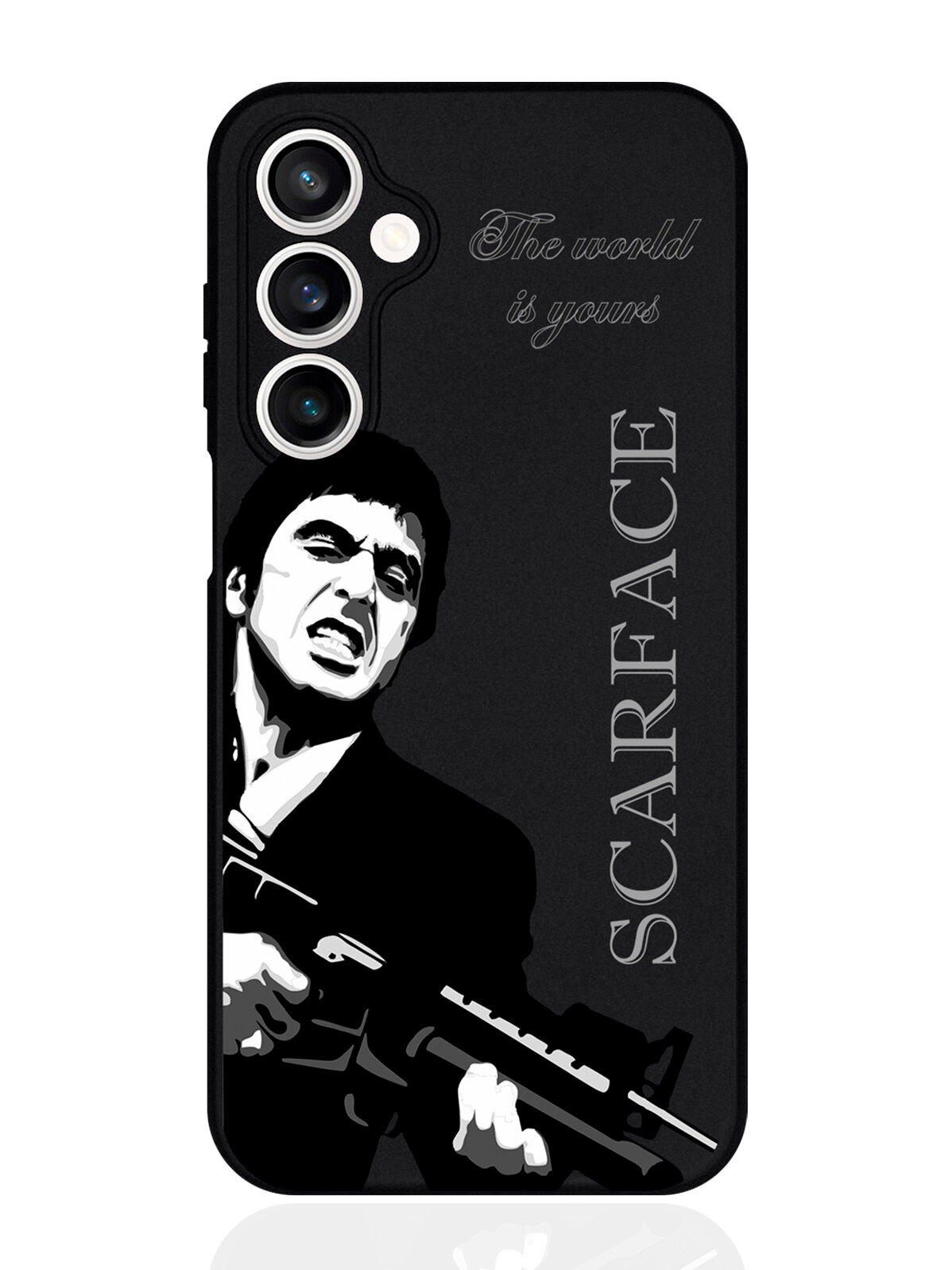 Чехол для смартфона Samsung S23Fe черный силиконовый Scarface Tony Montana/ Лицо со шрамом