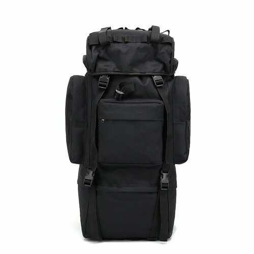 Рюкзак туристический 65 литров черный, металлический каркас, система Molle, оксфорд 900D рюкзак тактический 35л камуфляж система molle оксфорд 900d
