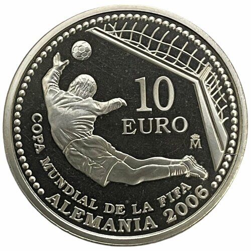 Испания 10 евро 2003 г. (Чемпионат мира по футболу 2006) (Proof) (2) андорра 10 динеров 2003 г чемпионат мира по футболу 2006 германия мяч 2