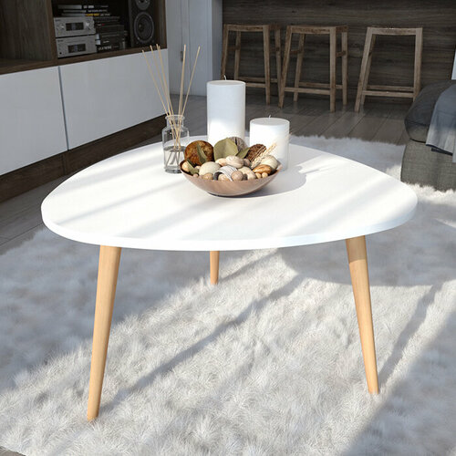 Стол журнальный Mebstudia треугольный (белый), 66,5х67,5х46,5 см 58250